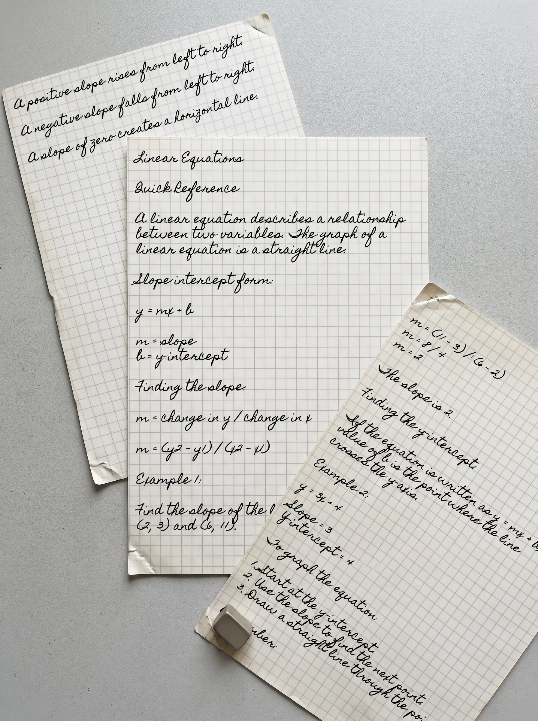 handwritten math notes on 5mm grid paper with a ruler