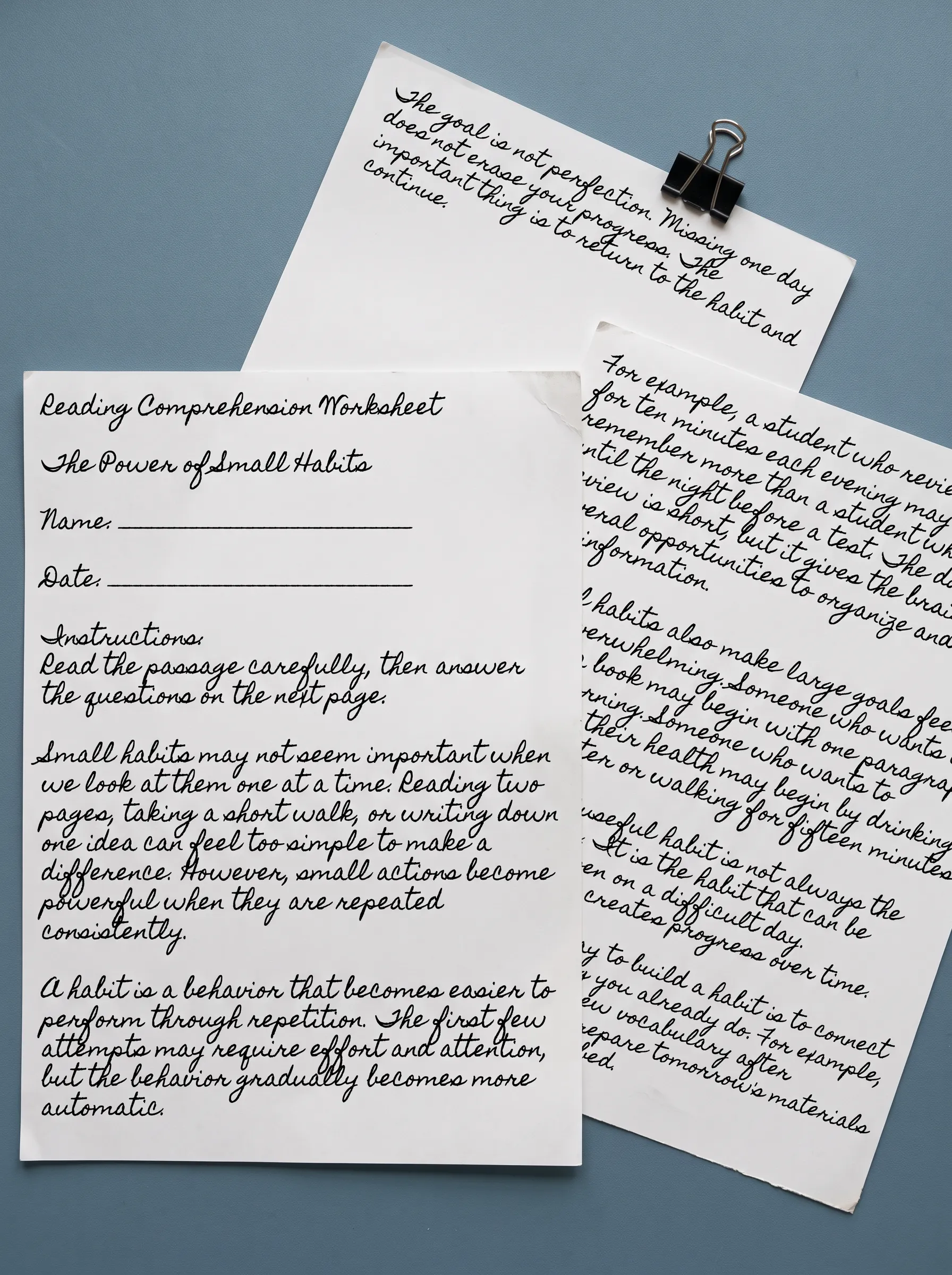 printable handwritten worksheet on plain white paper beside a printer