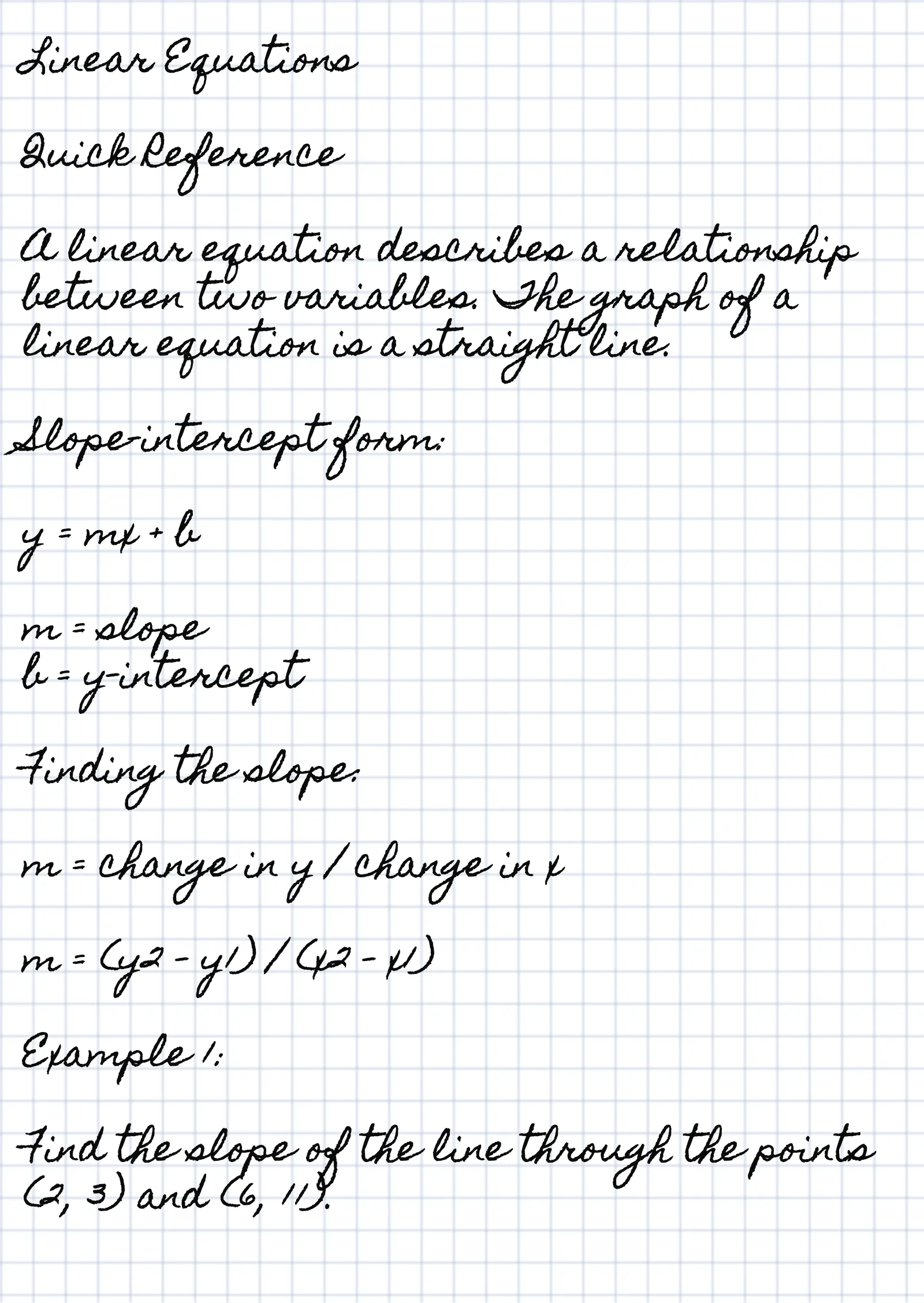 handwritten notes generated with a grid paper style